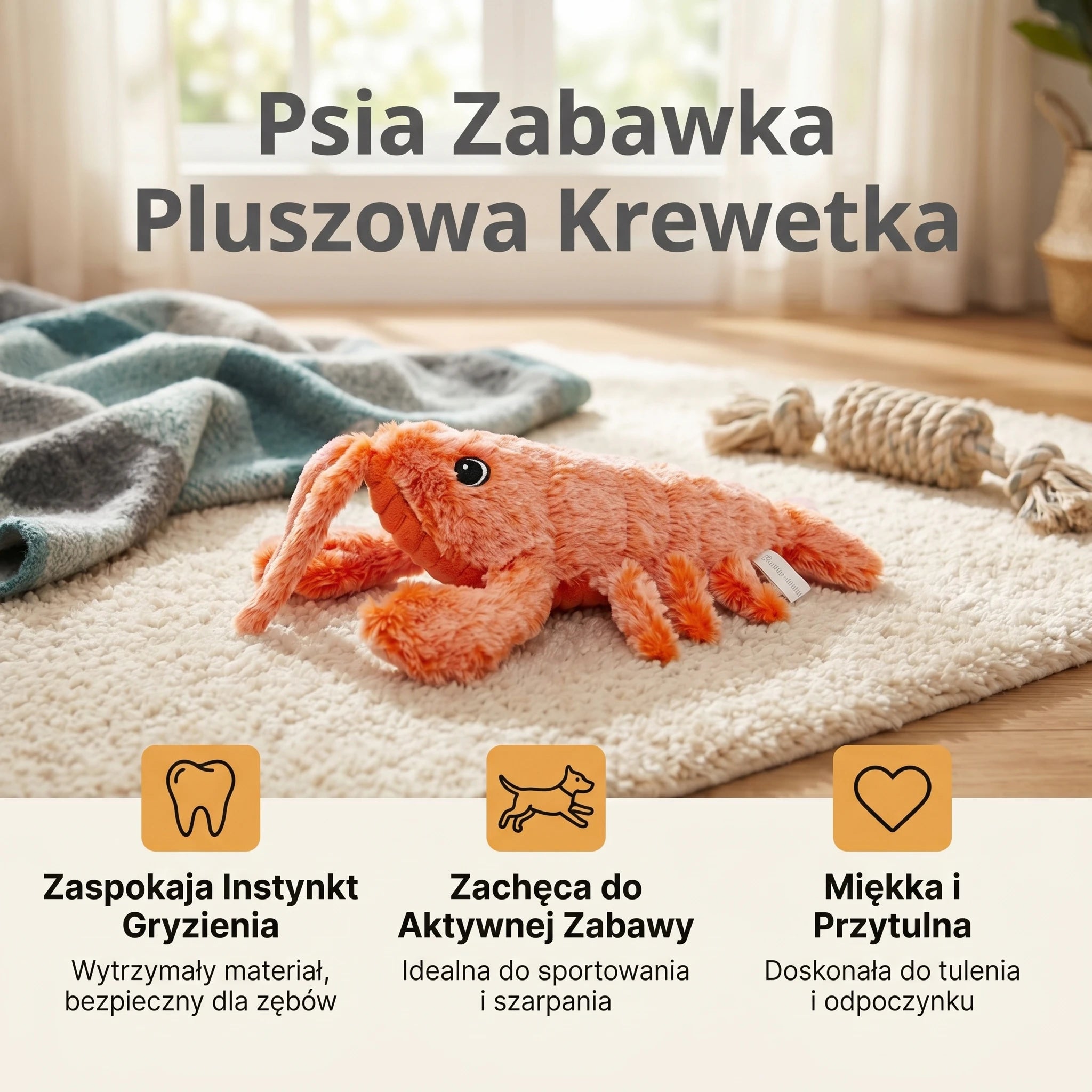 Shrimp Plush Dog Toy⎜Chewing and Active Play