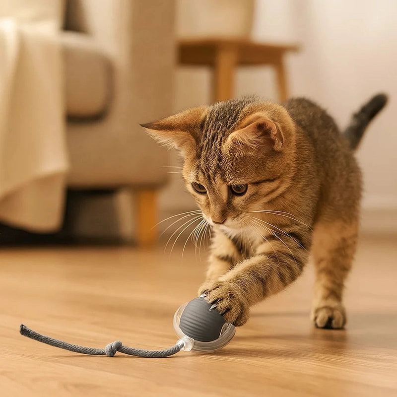 Cat Toy Ball with String ⎜ Bouncing and Chewing for Independent Play