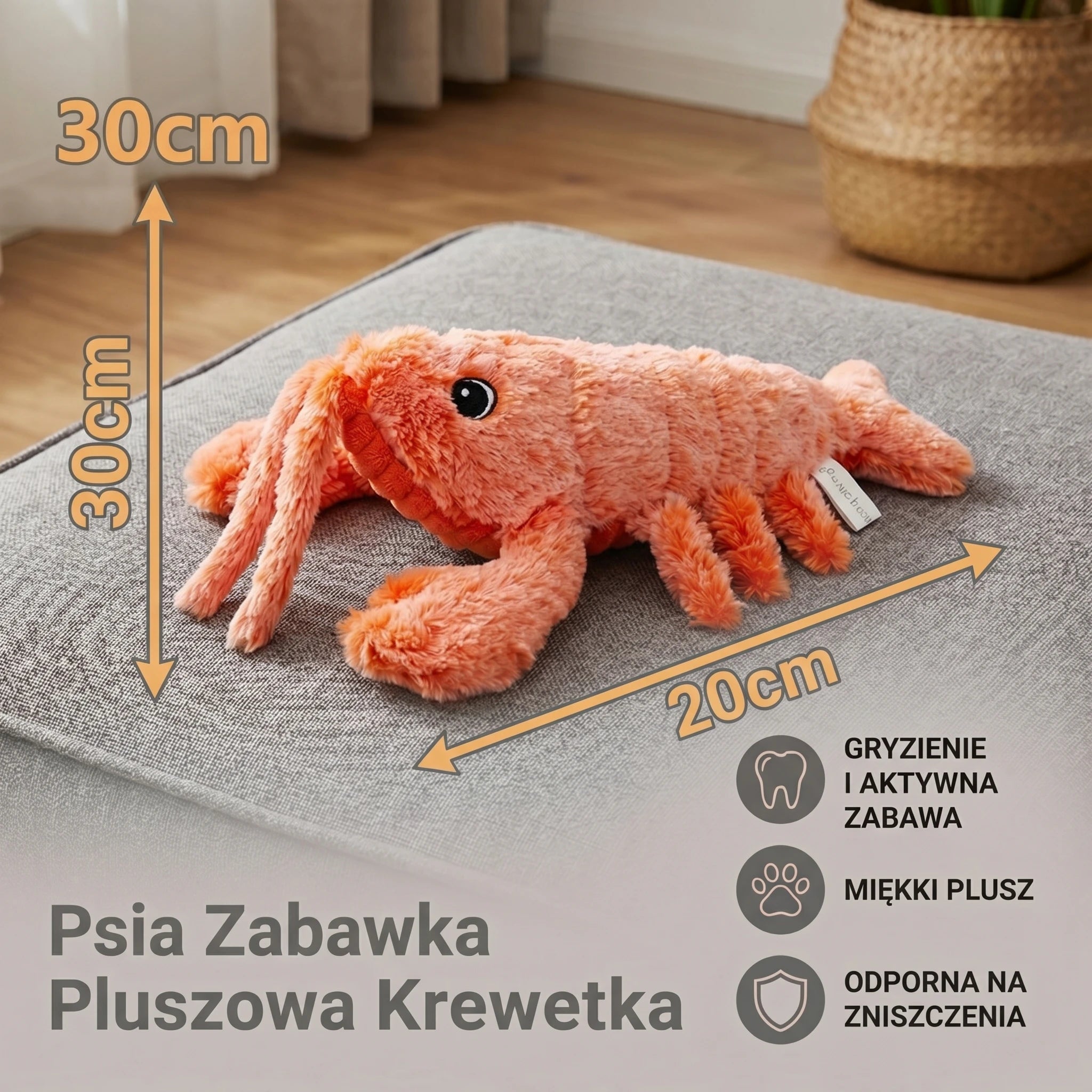 Shrimp Plush Dog Toy⎜Chewing and Active Play