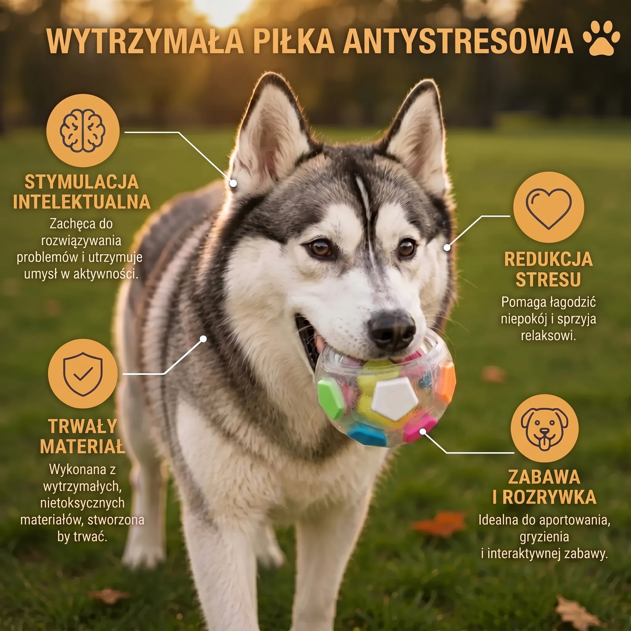 Wytrzymała piłka antystresowa dla psów